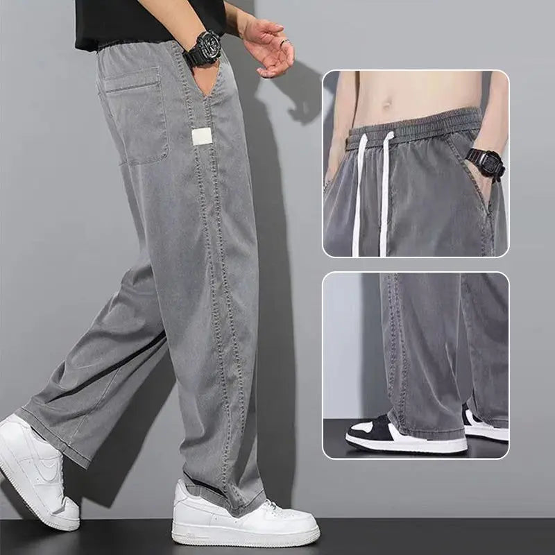 Men‘s Ice silk jeans Summer Straight Pants Men&