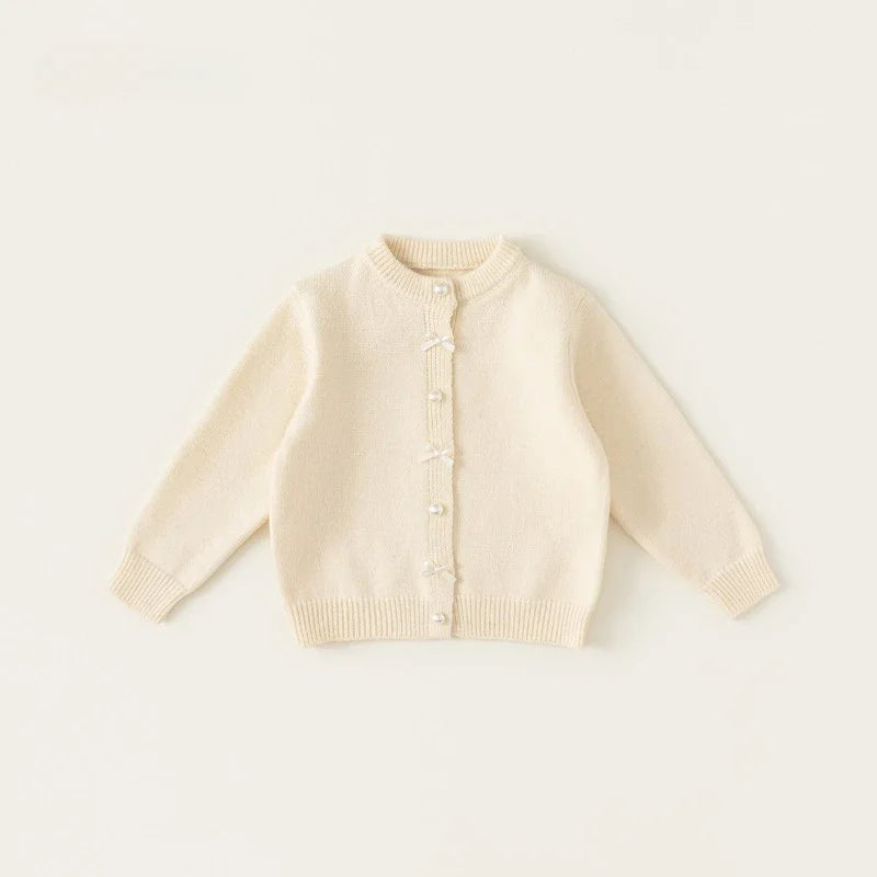 Childrens Clothing Girls Sweater Red Autumn New Item Baby Bow Round