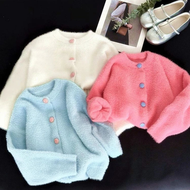 1-13 Years Toddler Kids Imitation Mink Fur Sweater Jackets for Girls