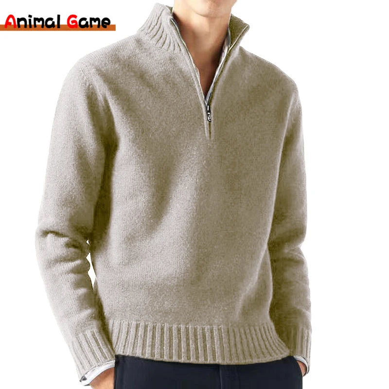 Autum Men Turtlenecks Sweaters Knitwear Pullovers Solid Color Long