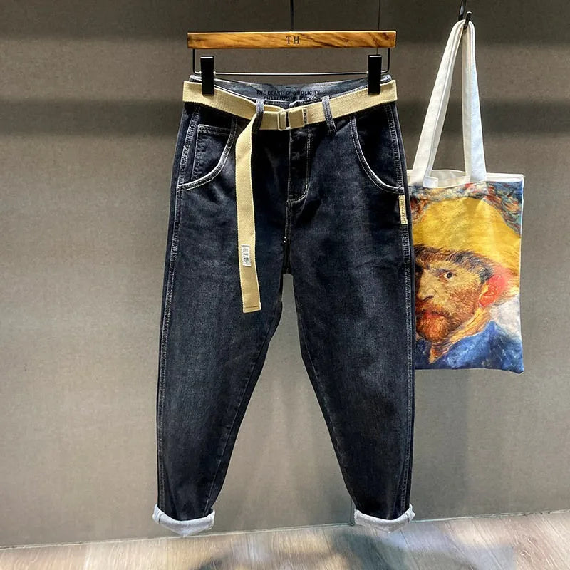 Korean Fashion 2024 Spring Autumn Harem Jeans Men High Quality Loose