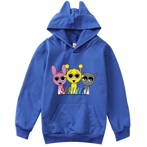 Cartoon Sprunki Hoodie Kids Spring Fall Clothes Baby Girls Hooded