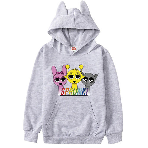 Cartoon Sprunki Hoodie Kids Spring Fall Clothes Baby Girls Hooded