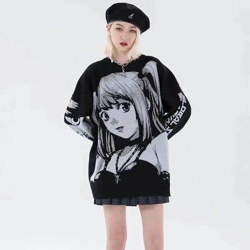Y2K Women Hip Hop Streetwear Harajuku Sweater Vintage Japanese Style