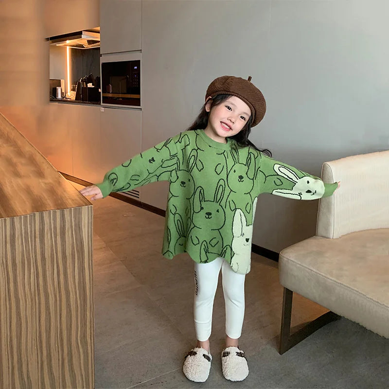 Girls Sweater Wool Coat Knitwear 2022 Beautiful Thicken Warm Winter
