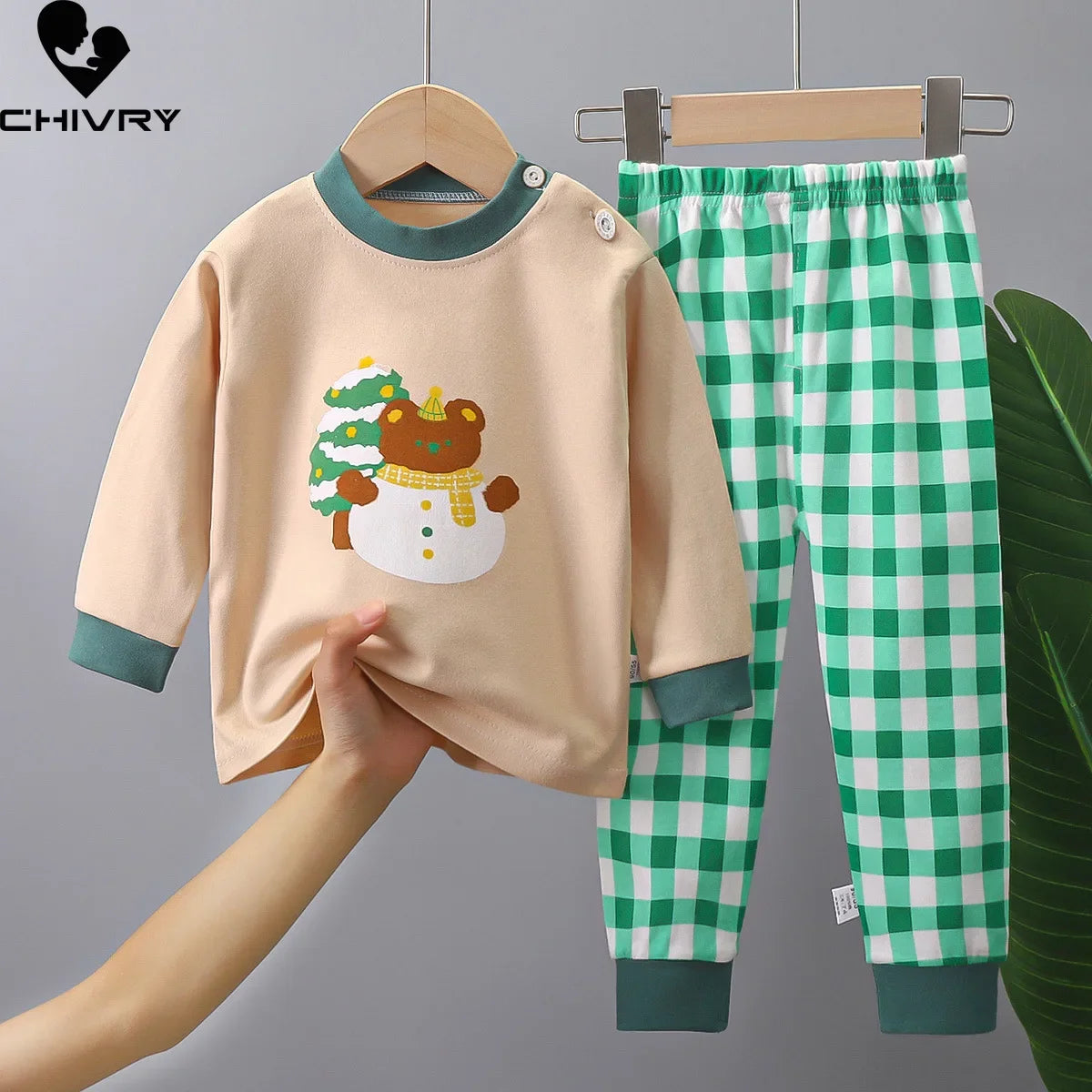 2023 New Kids Autumn Warm Pajamas Baby Boys Girls Cartoon Dinosaur