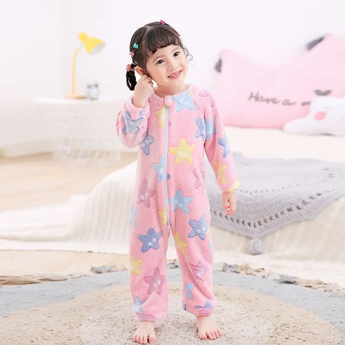 Kids Onesie Boys Girls Long Sleeve Flannel Pajamas Children Winter