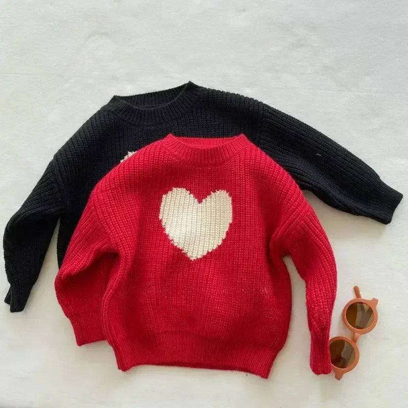 Boutique Kids Fall Clothes Baby Boys Girls Kawaii Sweater Heart