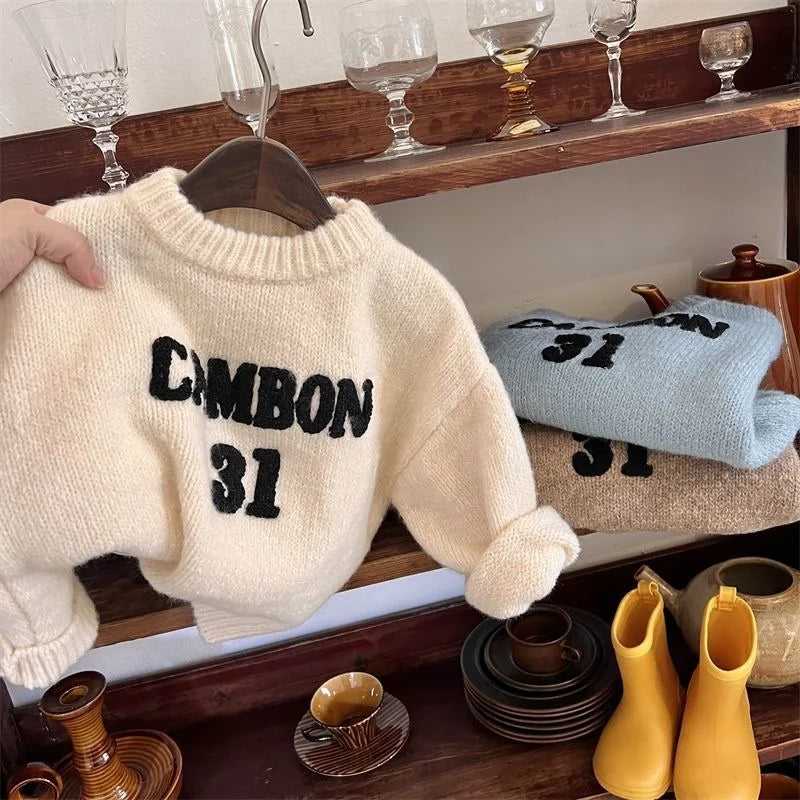 Fashion Baby Girl Boy Letter Embroidery Sweater Winter Spring Infant