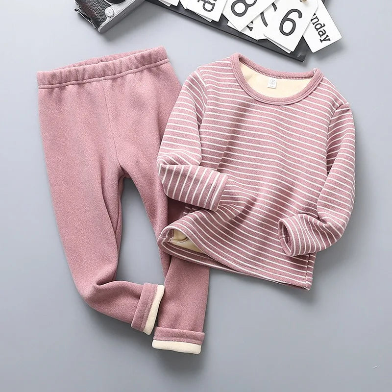 New 2024 Autumn Winter Kids Thicken Warm Pajamas Baby Boys Girls