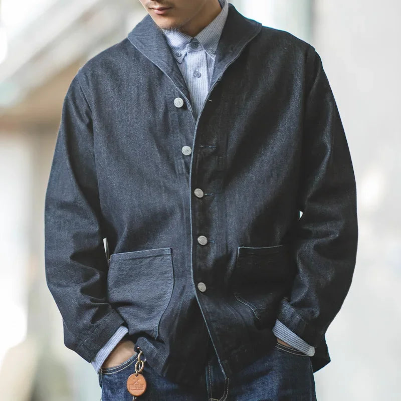 Maden Lapel Jeans Jacket 13.5 Oz Multi Pockets Coat Men’s Vintage Deck