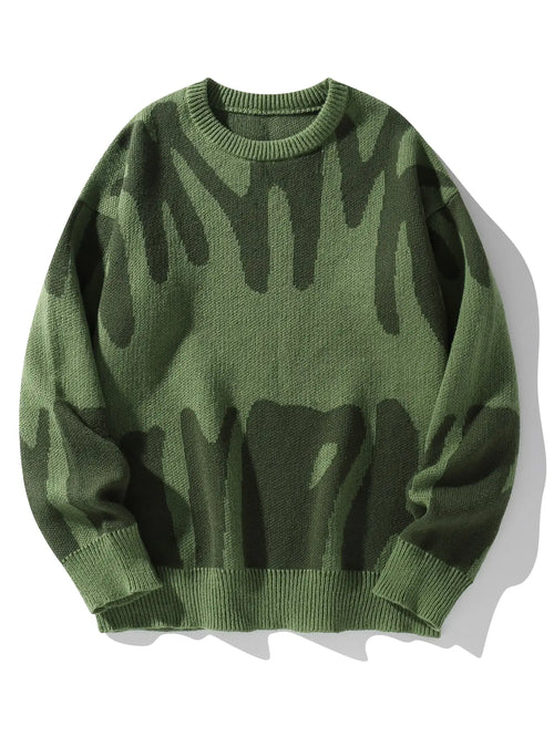 New Popular Autumn Winter Irregular Jacquard Pattern Pullover Sweater
