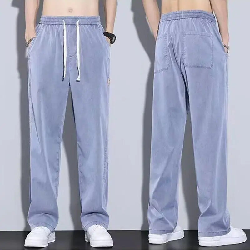 Men‘s Ice silk jeans Summer Straight Pants Men&