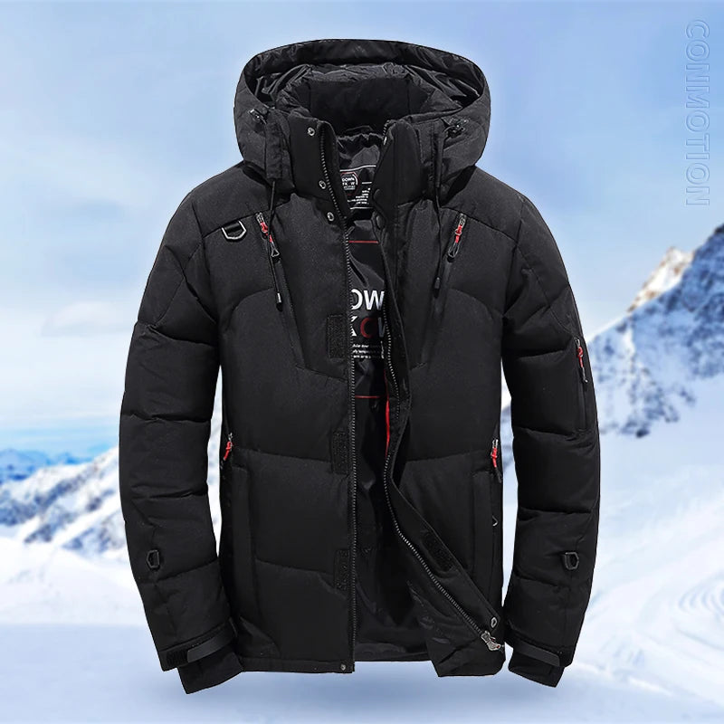 Winter Down Jacket Men White Duck Coat Windproof Warm Travel Camping