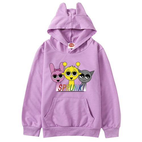 Cartoon Sprunki Hoodie Kids Spring Fall Clothes Baby Girls Hooded