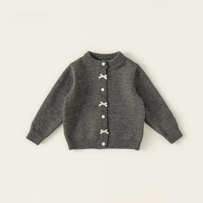 Childrens Clothing Girls Sweater Red Autumn New Item Baby Bow Round