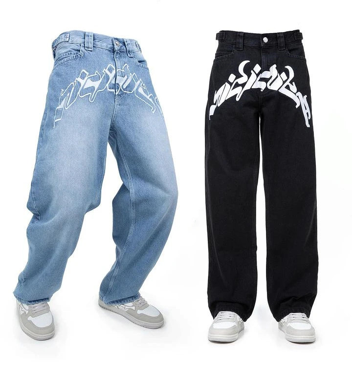 Baggy Jeans Harajuku Hip Hop Straight Wide Leg Pants Oversized Print