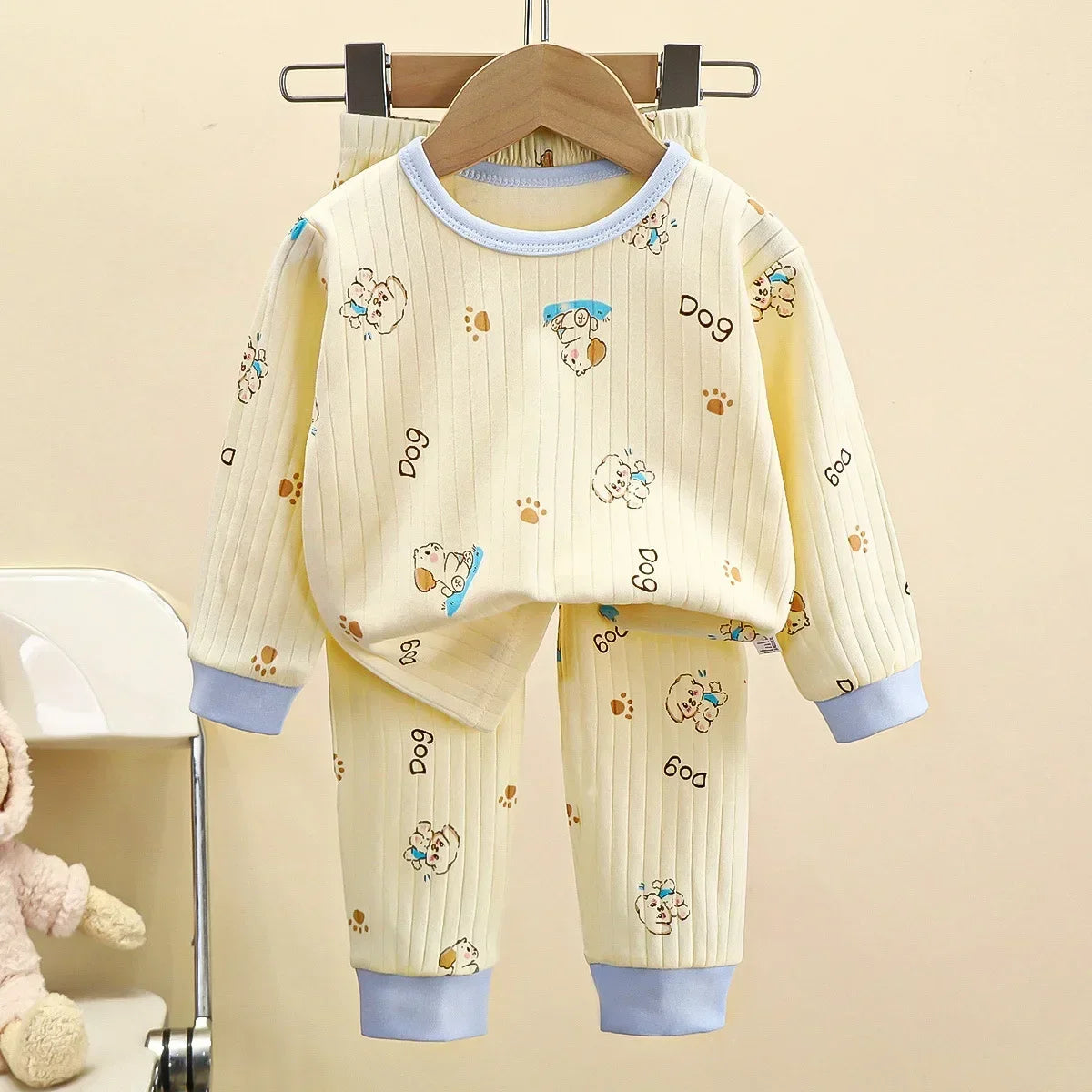 Kids Boys Girls Pure Cotton Warm Pajamas Cute Cartoon Long Sleeve