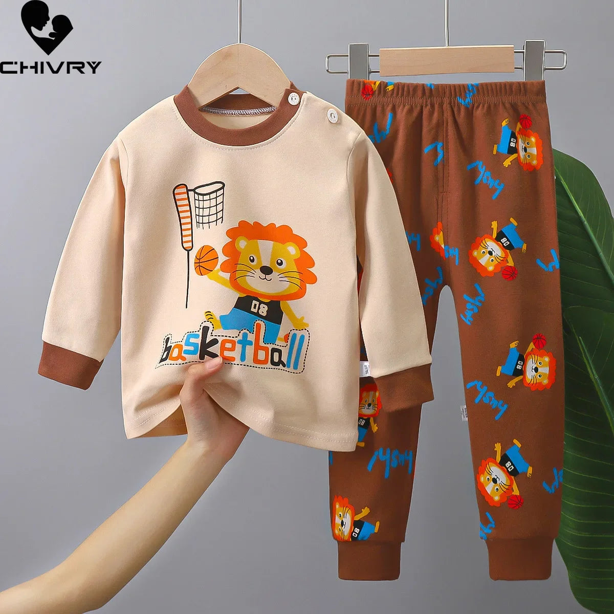 2023 New Kids Autumn Warm Pajamas Baby Boys Girls Cartoon Dinosaur