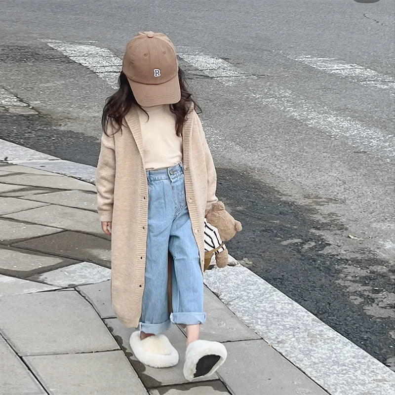 Children Clothing 2022 Spring Autumn Girl Knitting Cardigan New