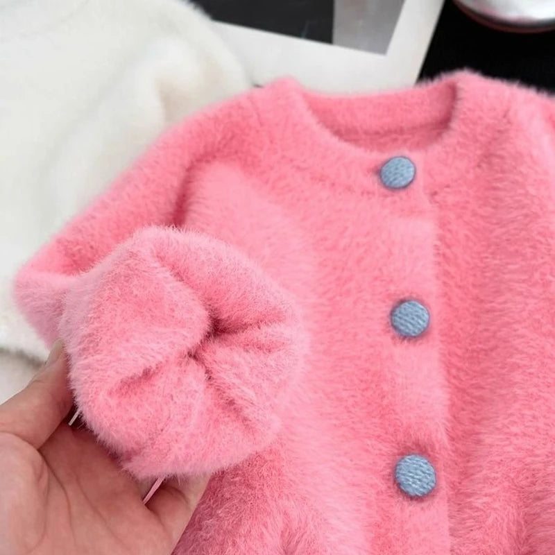 1-13 Years Toddler Kids Imitation Mink Fur Sweater Jackets for Girls