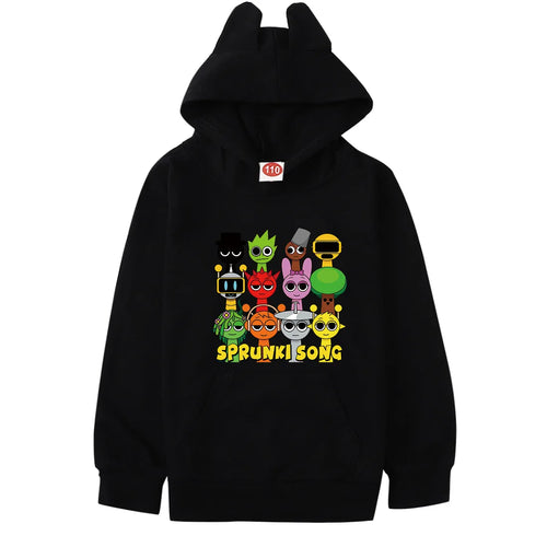 Sprunki Hoodie Kids Game Incredibox Clothes Baby Girls Cartoon Hooded