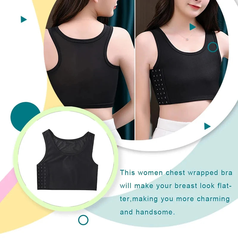 Flat Breast Binder Underwear Women Seamless Side Buckle Shorts Vest