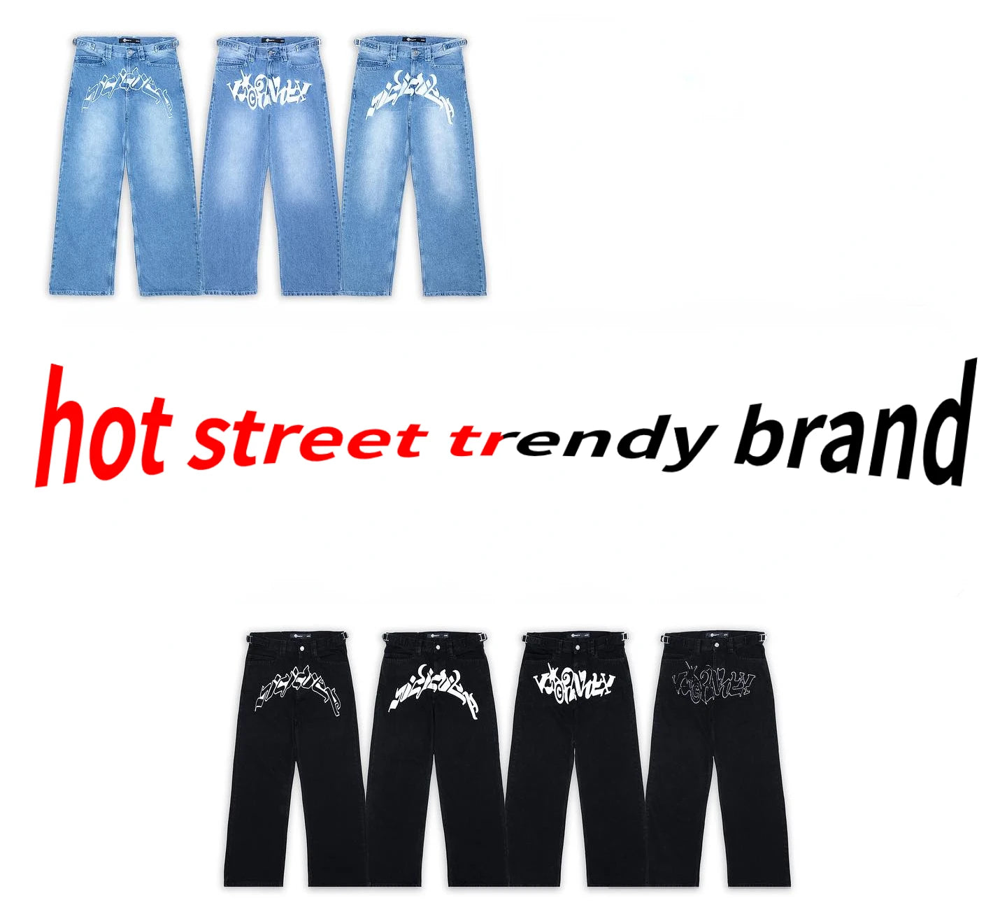 Baggy Jeans Harajuku Hip Hop Straight Wide Leg Pants Oversized Print