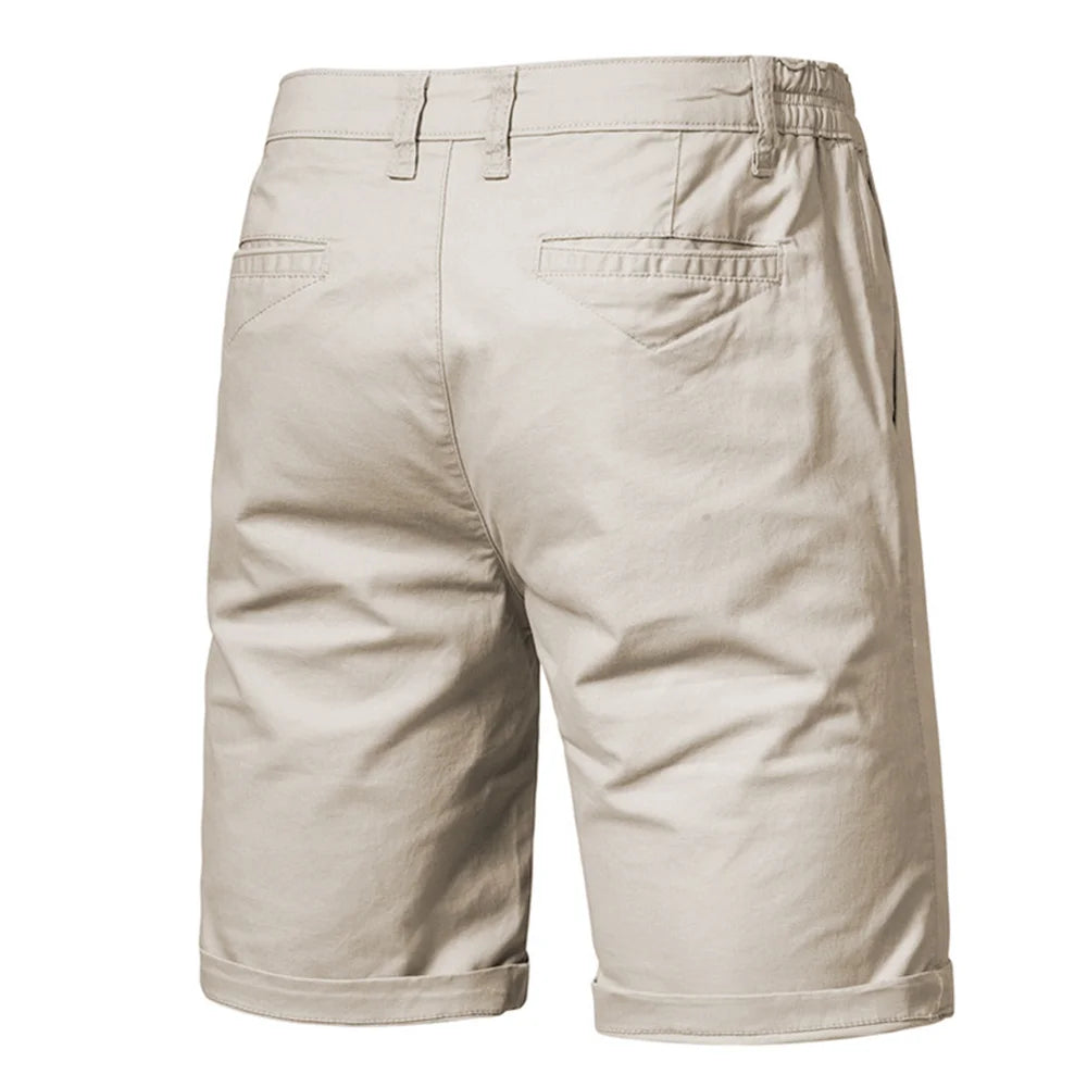 2021 New Summer 100% Cotton Solid Shorts Men High Quality Casual