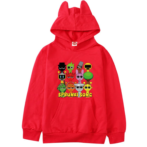 Sprunki Hoodie Kids Game Incredibox Clothes Baby Girls Cartoon Hooded