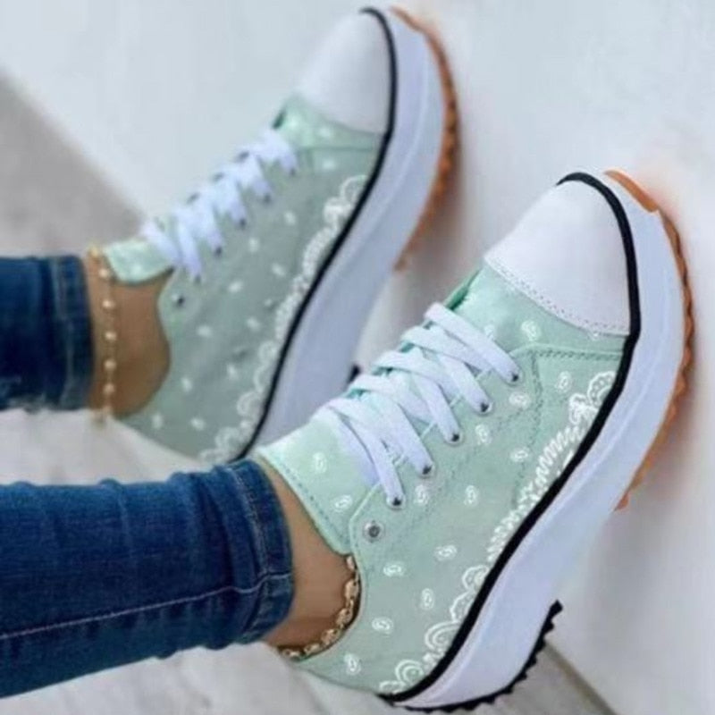 Fashion Casual Sport Shoes Pattern Canvas Women Sneakers