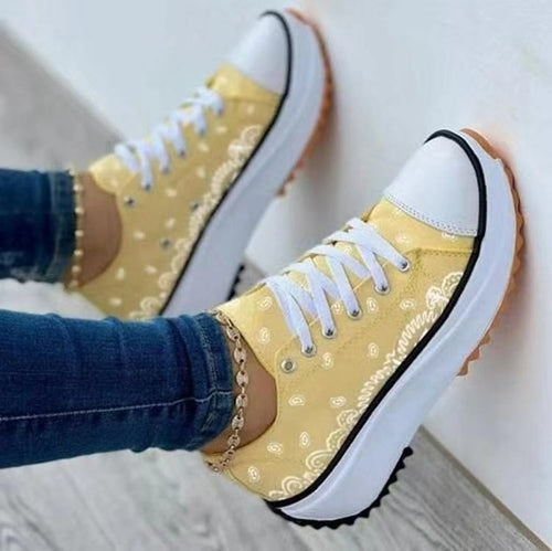 Fashion Casual Sport Shoes Pattern Canvas Women Sneakers