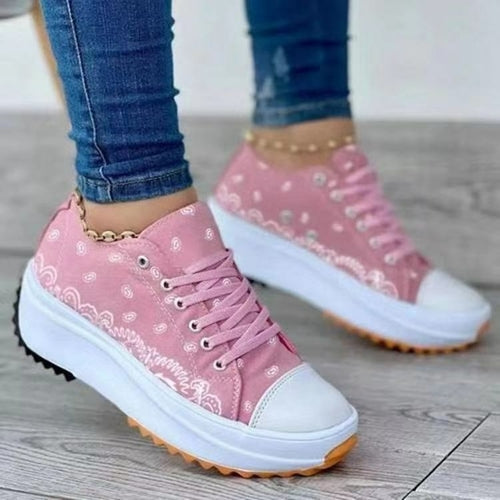 Fashion Casual Sport Shoes Pattern Canvas Women Sneakers