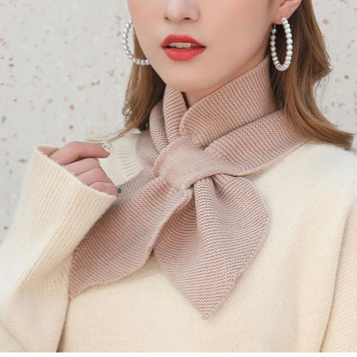 Autumn Winter Scarf Soft Neck Scarf Girls Knitted Sweater Bowtie Women
