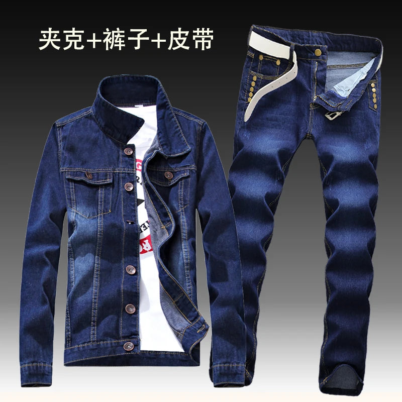 2022 Autumn New Mens Denim Jacket Jeans Pants Slim Fit Pencil Pant