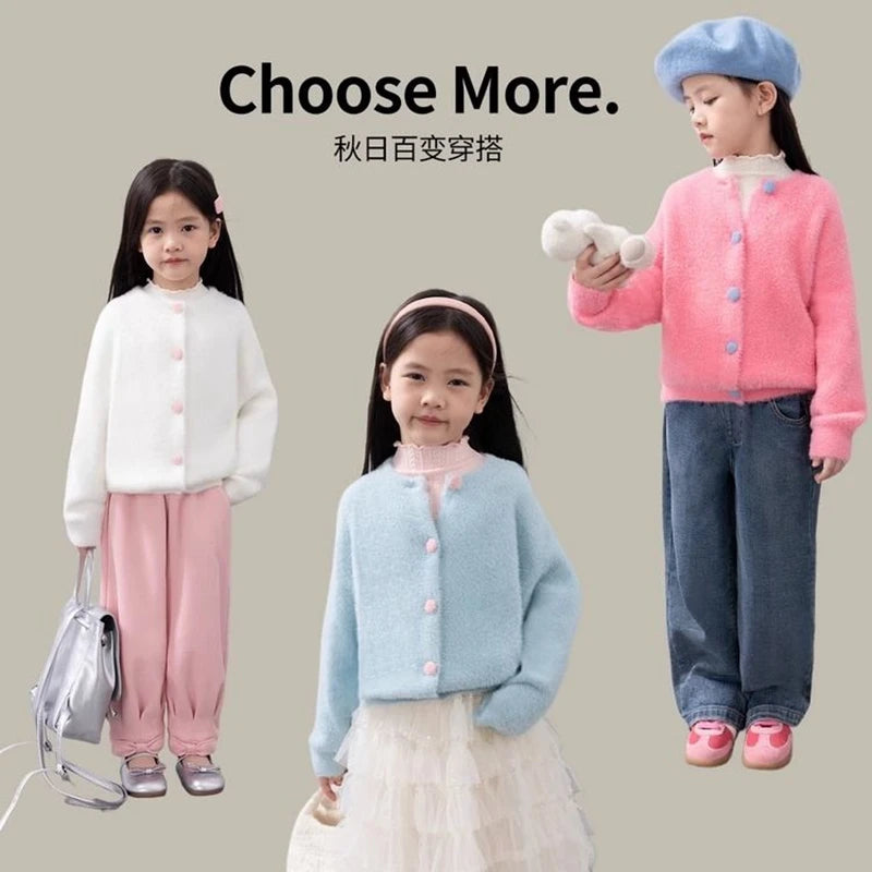 1-13 Years Toddler Kids Imitation Mink Fur Sweater Jackets for Girls