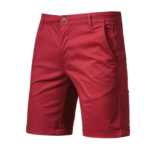 2021 New Summer 100% Cotton Solid Shorts Men High Quality Casual