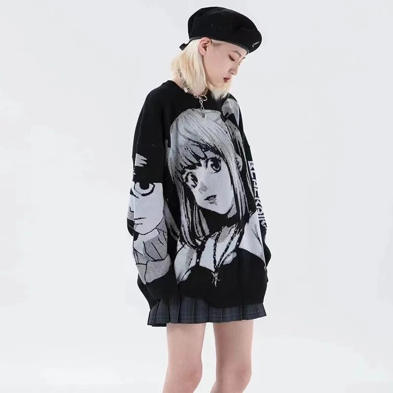 Y2K Women Hip Hop Streetwear Harajuku Sweater Vintage Japanese Style