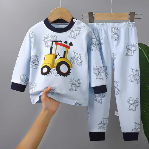 2023 New Kids Autumn Warm Pajamas Baby Boys Girls Cartoon Dinosaur