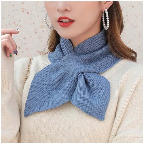 Autumn Winter Scarf Soft Neck Scarf Girls Knitted Sweater Bowtie Women