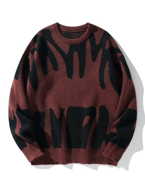 New Popular Autumn Winter Irregular Jacquard Pattern Pullover Sweater