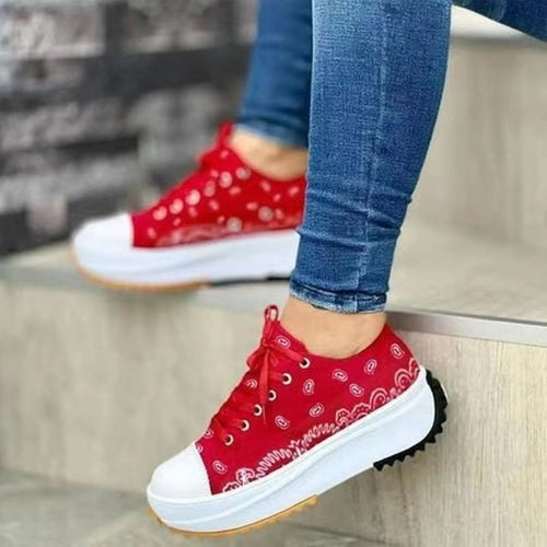 Fashion Casual Sport Shoes Pattern Canvas Women Sneakers