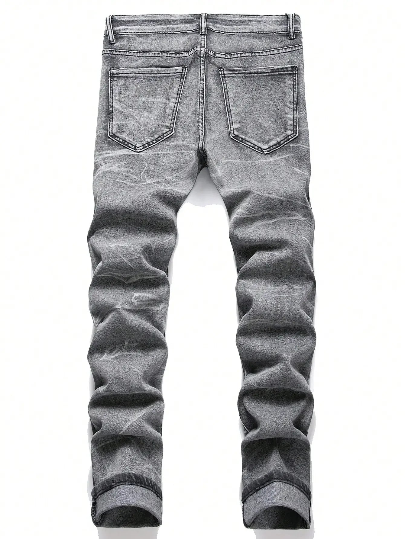 Men‘s Stretchy Denim Jeans Streetwear Tearing Patchwork Holes Ripped