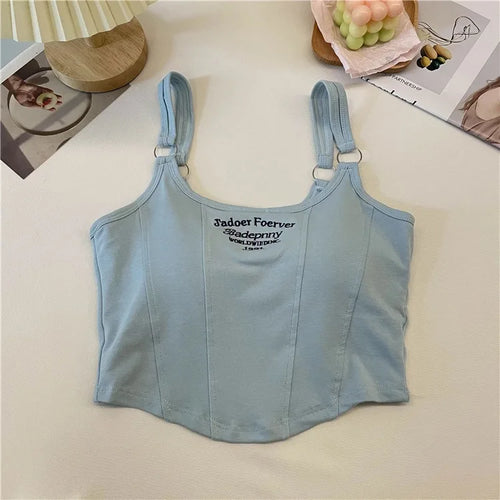 Women Crop Top Summer Y2K Lrregular Hem Slim Tank Tops Casual Sexy