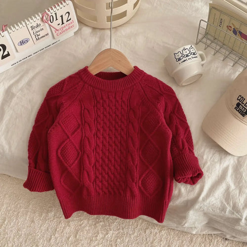2024 Fall Winter Kids Christmas sweater Vintage knitted Twists