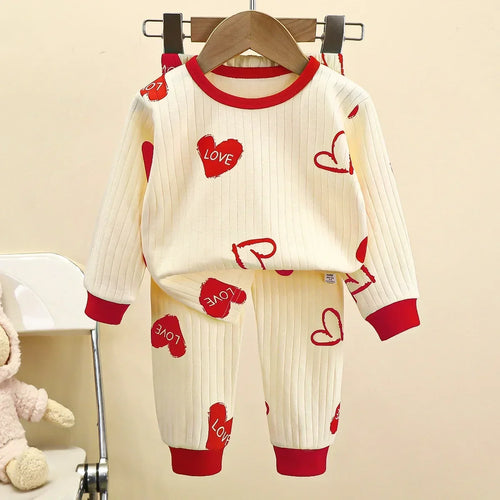 Kids Boys Girls Pure Cotton Warm Pajamas Cute Cartoon Long Sleeve