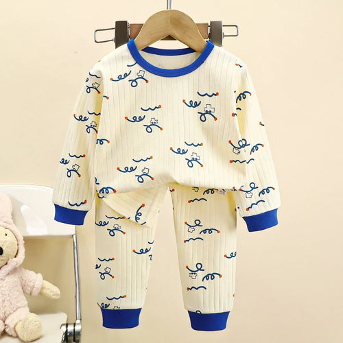 Kids Boys Girls Pure Cotton Warm Pajamas Cute Cartoon Long Sleeve