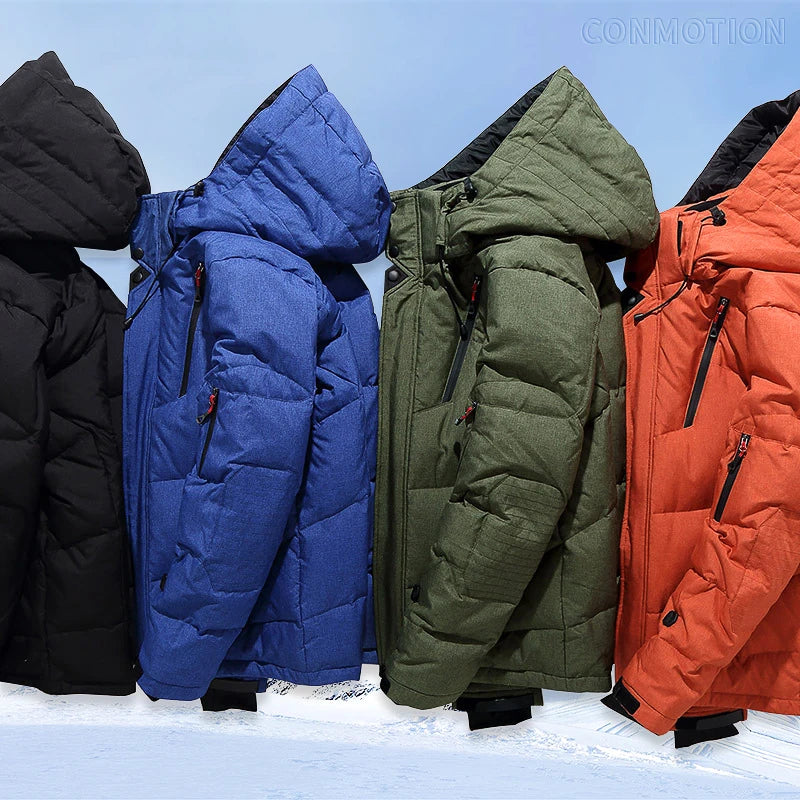 Winter Down Jacket Men White Duck Coat Windproof Warm Travel Camping