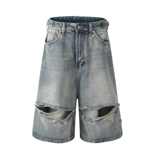Blue Ripped Jorts Men&