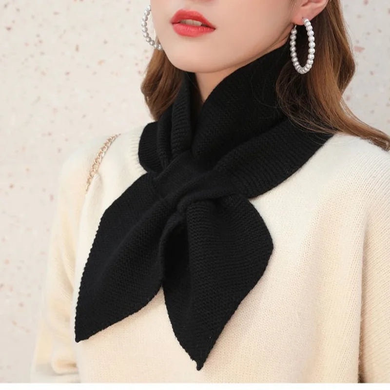 Autumn Winter Scarf Soft Neck Scarf Girls Knitted Sweater Bowtie Women